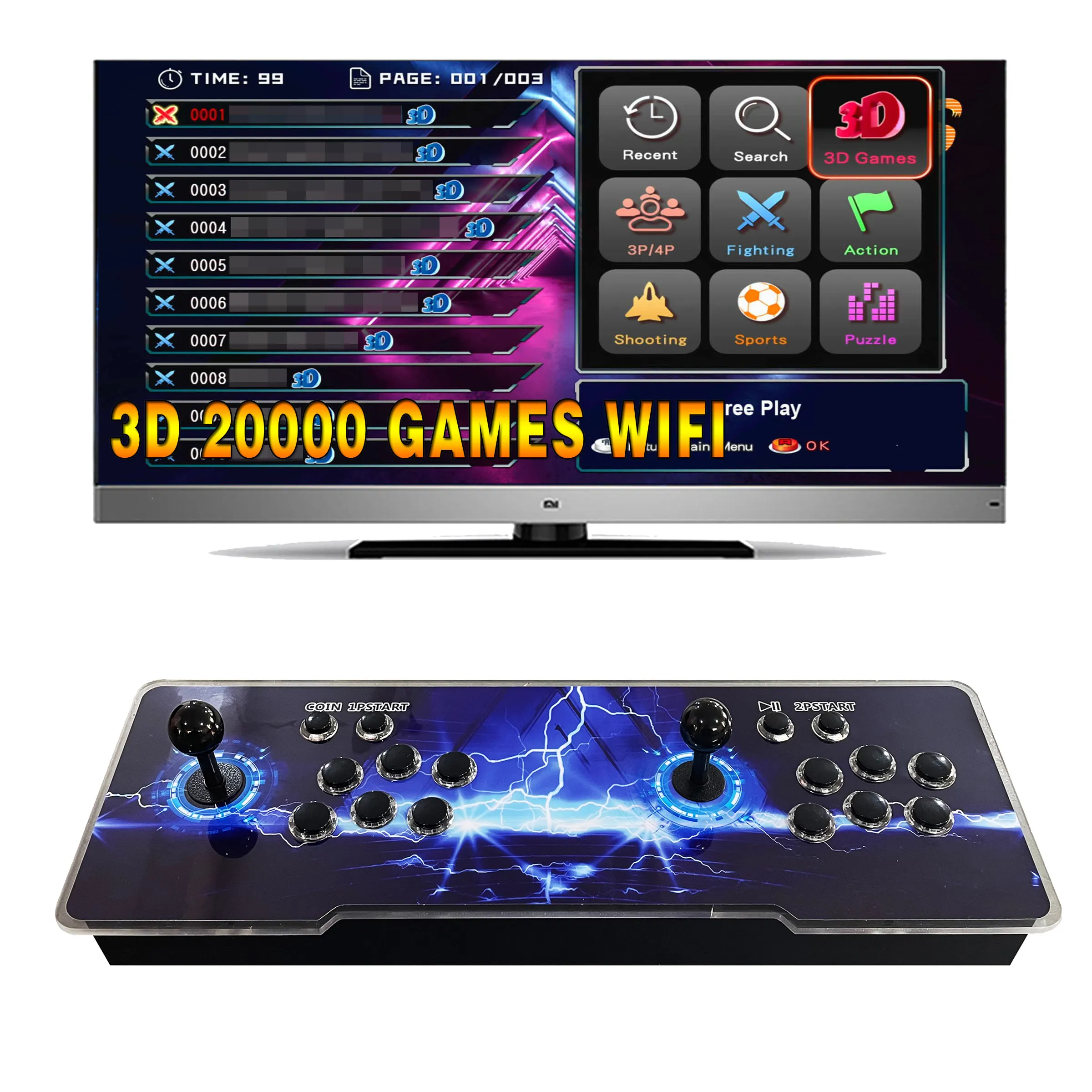 Venta al por mayor WIFI Descargar juego 2-4 jugadores juego en línea joystick Arcade game Box consola Arcade e-sports Box