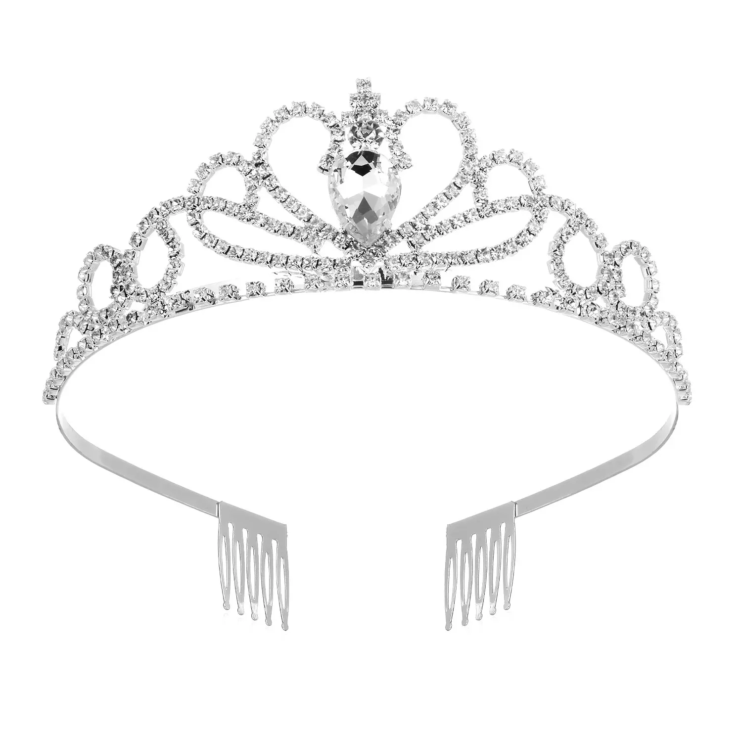 2312 sposa grande corona d'amore di cristallo cuore decorazione per feste accessori per capelli palla cuore vendita calda