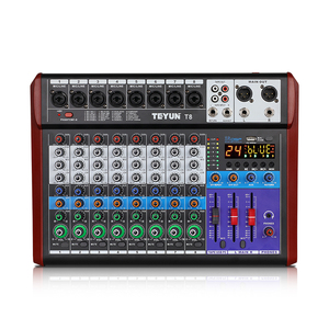 8チャンネルオーディオミキサーデュアル24 DSP Effector LCDディスプレイMP3レコーディング8マイク2ステレオ入力工場出荷価格 - Product Image 1
