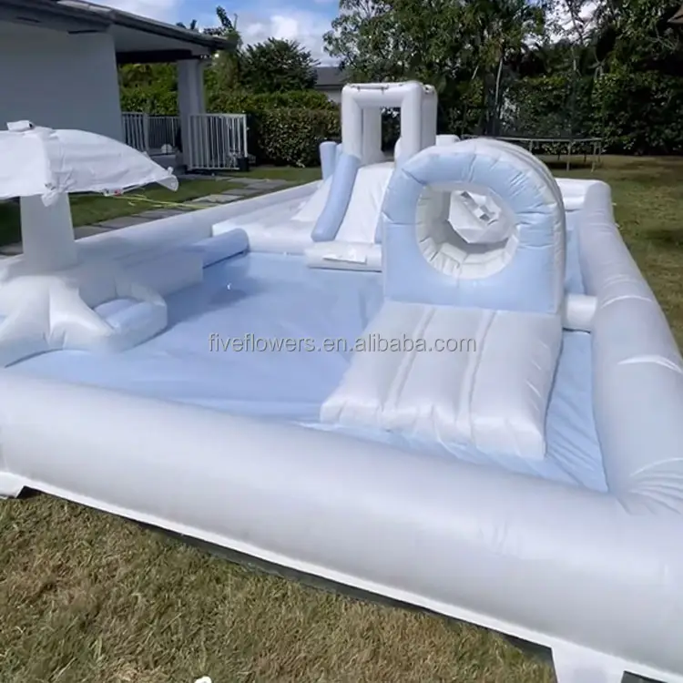 Poço de bolas inflável para crianças, piscina de brincar, playground inflável, design personalizado, azul e branco, molhado e seco, ideal para crianças