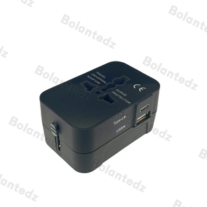 Adaptador de corriente de conmutación Universal Negro Adaptador de viaje mundial todo en uno multifunción con puertos de carga Usb tipo C - Product Image 3
