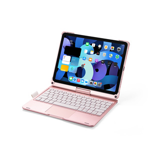 Teclado para iPad 10.9 polegada 11 polegada com 7 Cores Retroiluminado Dobrável 360 Tela Rotação Caso Auto Sleep Wake Rose Gold