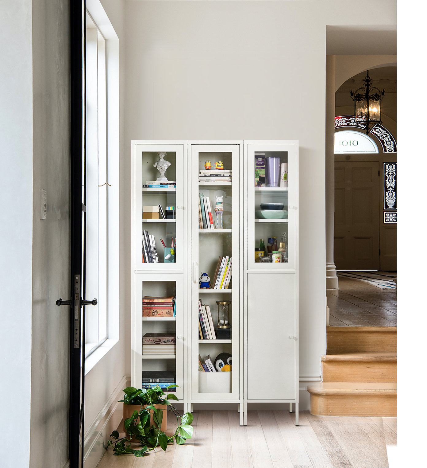 good quality steel material KD Home furniture household bookcase metal crevice storage cabinet for home and office use