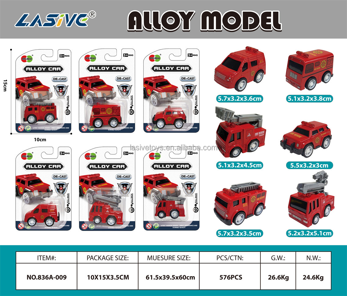 LMS-836A-009 Pullback Alloy Fire Truck