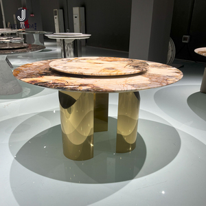Mesa de comedor multifuncional de mármol Natural de lujo mesa de comedor modular mesa de comedor de acero inoxidable dorado Marco de hierro - Product Image 4