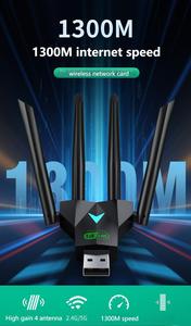 Drive Free 1300M Enhanced 5G Dual Band Ac 600 Mbps USB <strong>Computer</strong> Wifi Receiver <strong>Network</strong> Transmitter <strong>Wireless</strong> <strong>Network</strong> Card - Product Image 3