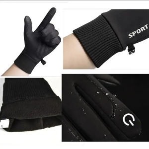 Negro invierno cálido dedos completos impermeable ciclismo deportes al aire libre correr motocicleta esquí pantalla táctil guantes de lana - Product Image 6