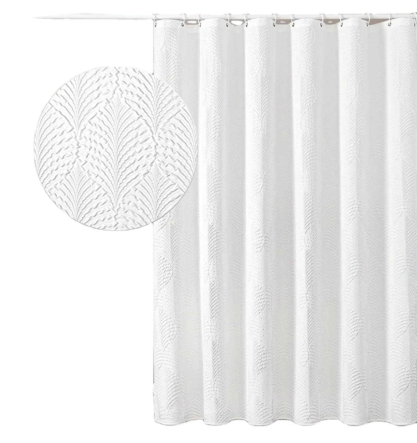 Rideau de douche blanc gaufré 3d pour salle de bain avec crochets set creative home ideas ombre texturé