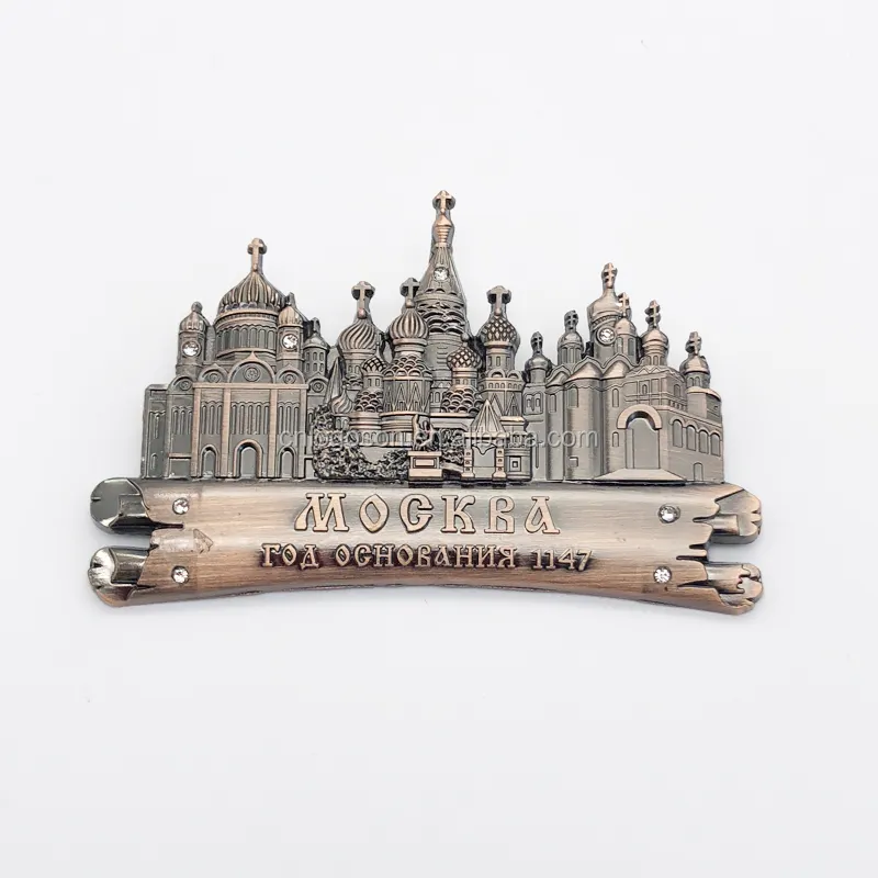 Hot Selling Custom Souvenir Russland Themen Metall 3D Poly resin Platte Metall Kühlschrank Magnet Souvenirs