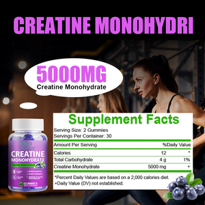 Creatine Monohydrate Gummies for Muscle Growth Strength Booster Athletic Performance <strong>Enhancer</strong> Fast Absorbing Health Supplement