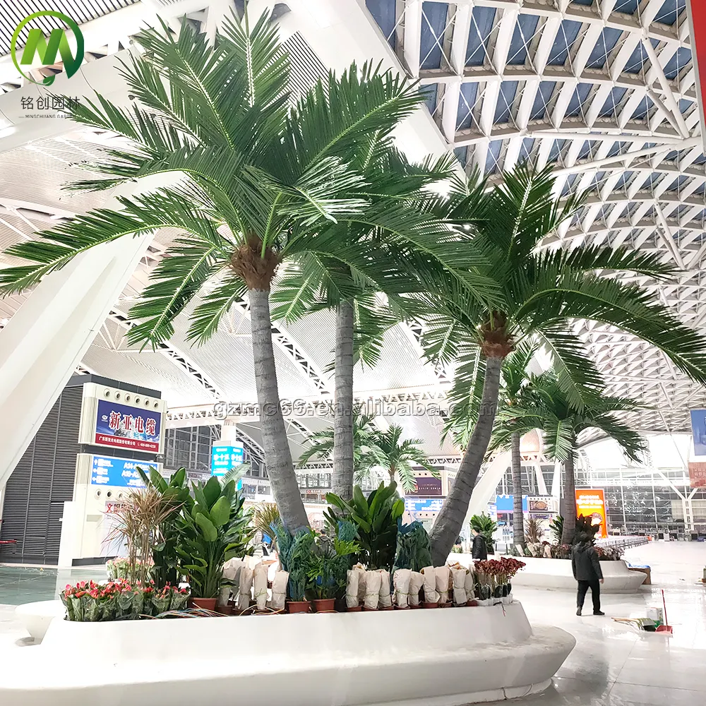 Fábricas de árboles artificiales al por mayor cocoteros artificiales/palmeras artificiales para decoración interior y exterior