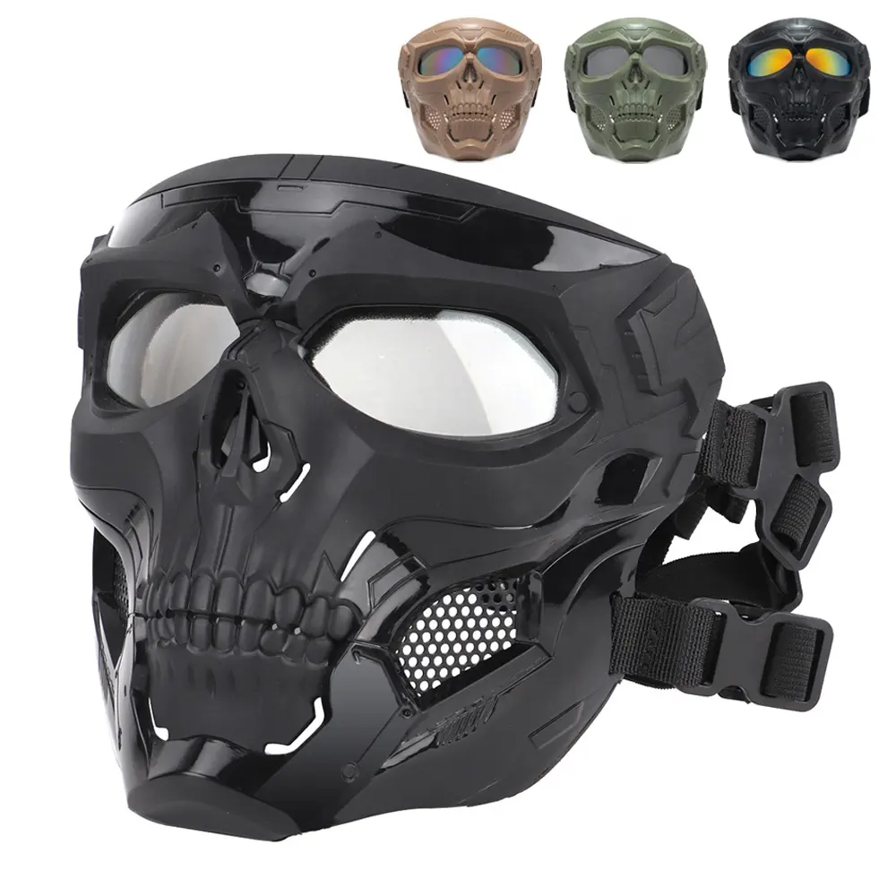 Gafas de colores para ciclismo, máscara de esqueleto para motocicleta, máscara facial completa a prueba de viento, juego de Paintball, máscara de casco de protección táctica