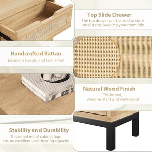 Wholesale Compartments Modern 3 Layers Flip Wooden Rattan Shoe Cabinet Rack Organizer Space Saving for <strong>Entry</strong> - Product Image 3