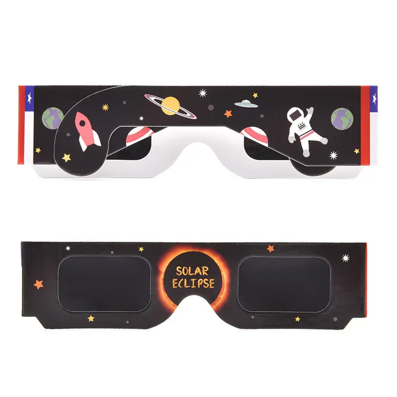 Eclipse Anular Eclipse Gafas de visión Solar Gafas de visión CE ISO Certificado Papel PC Niños Acrílico Gafas de sol Año Nuevo