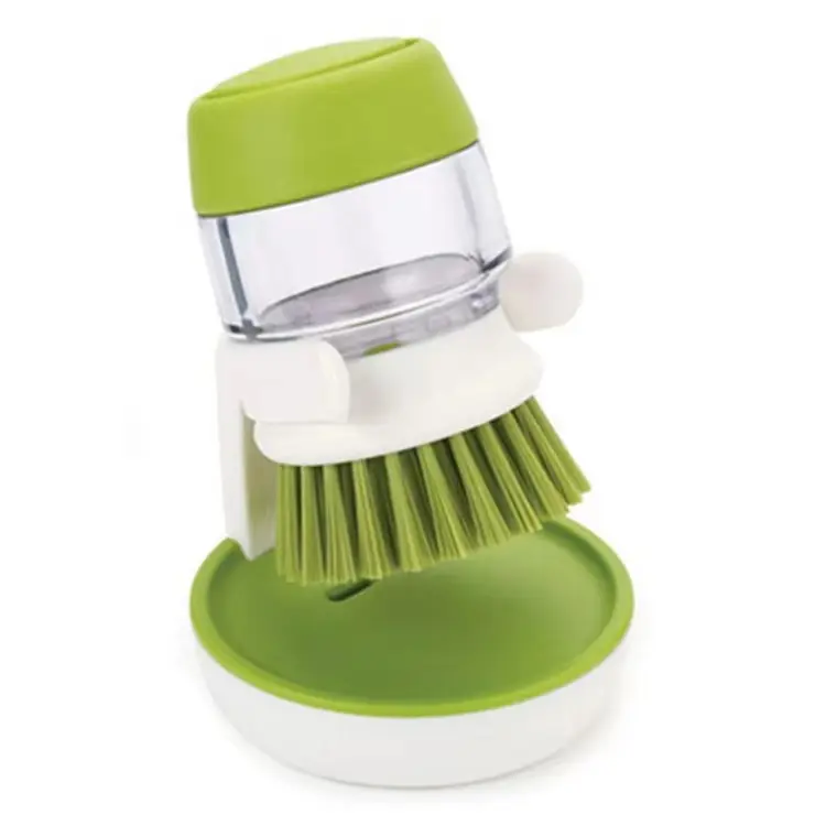 New Product Soap Dispensing Palm Brush Dish Brush Kitchen Cleaning Brush Scrubber With Storage Stand