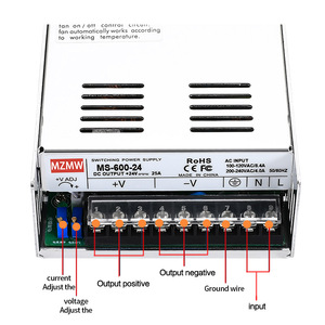 24V 25A 600W voltaje variable DC fuente de alimentación conmutación AC a DC voltaje de salida 0-24V ajustable múltiple SMPS - Product Image 2