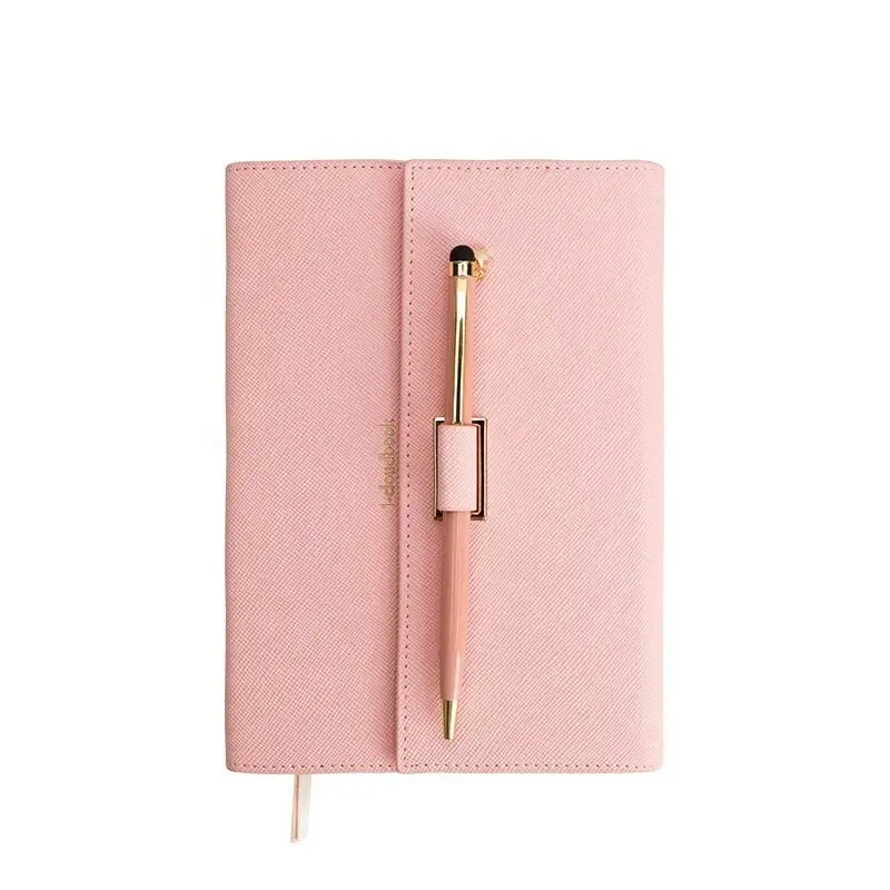 Taccuino in pelle ricaricabile con Logo personalizzato di fabbrica A5 rosa carino Kawaii ragazza chiusura magnetica diari cancelleria ufficio Planner