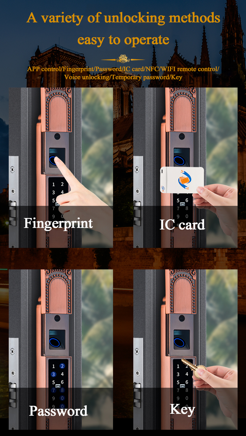 Waterproof Lock Hot Sale Doubwin S612 Smart Lock APP IC Card Password Digital Biometric Fingerprint Wifi Door Lock