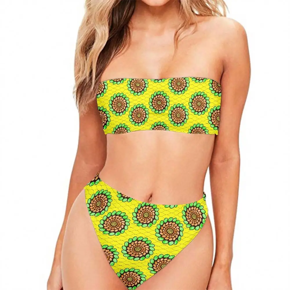 Bikini con sujetador sin tirantes, Bikini Multicolor con patrón Kente personalizado para chicas bonitas en Bikinis, fotos, ropa africana tradicional