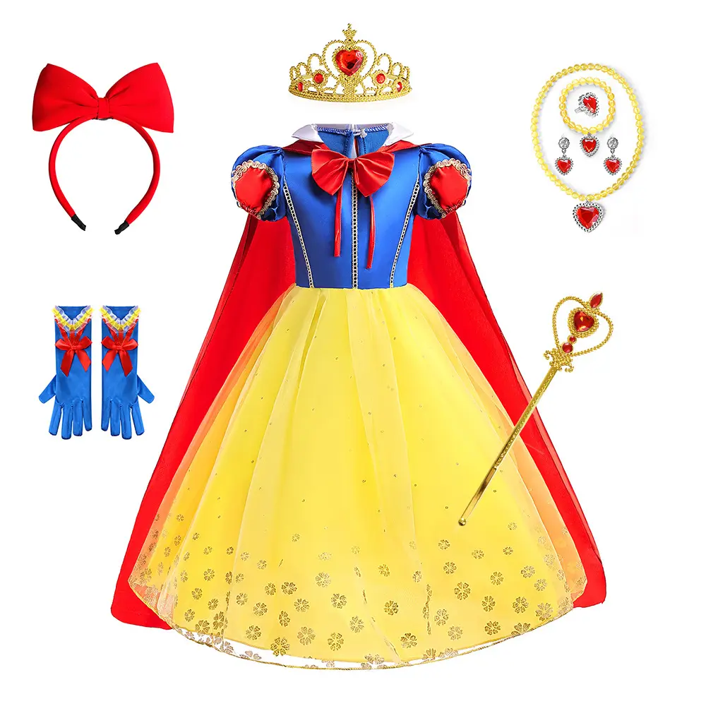 Popolare vestito da principessa per bambini Snow Carnival Girls White Halloween Costumes Dress for Children Party