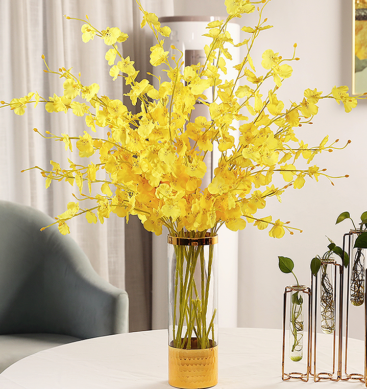 Glass & Crystal Vases Glass Vases Modern Glass Flower Vase with gold foil and gold rim