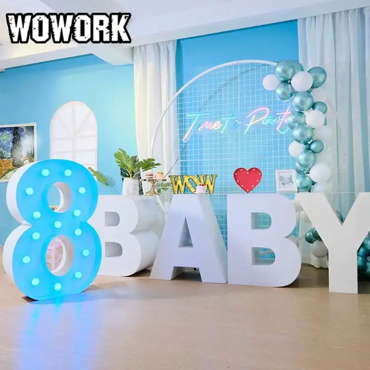 Wowork Fushun INS สไตล์2024 LED อะคริลิคเหล็กกลมตกแต่งปาร์ตี้งานแต่งงานฉากหลังยืนสำหรับตกแต่งงานแต่งงาน