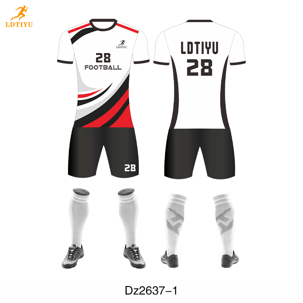 Football kits with printed numbers and names