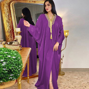 Orta doğu Abaya Dubai uzun Robe fransa kadife müslüman yarasa kollu gevşek artı boyutu müslüman elbise kadınlar için Jalabiya