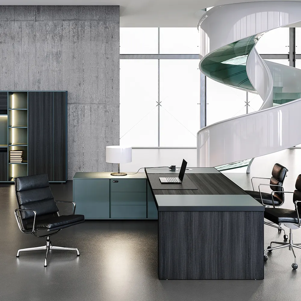 공장 만든 현대 고급 사무실 책상 나무 mcf 경영진 사무실 테이블 보스 사무실 책상 캐비닛과 함께