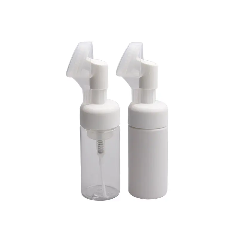 100ml 150ml PET-Gesichtsreinigungsschaum-Pump flasche mit Applikator-Silikon bürste für kosmetische Verpackungen