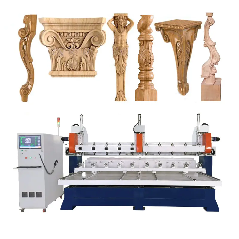 Fabrika fiyatı! 5 eksen eşzamanlı-10 kafa cnc ahşap oyma makinesi