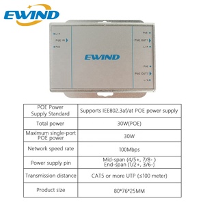 Extensor POE de doble puerto, 10/100M, con entrada/salida estándar IEEE 802.3af para cámara IP, extiende la transmisión, 100m - Product Image 6
