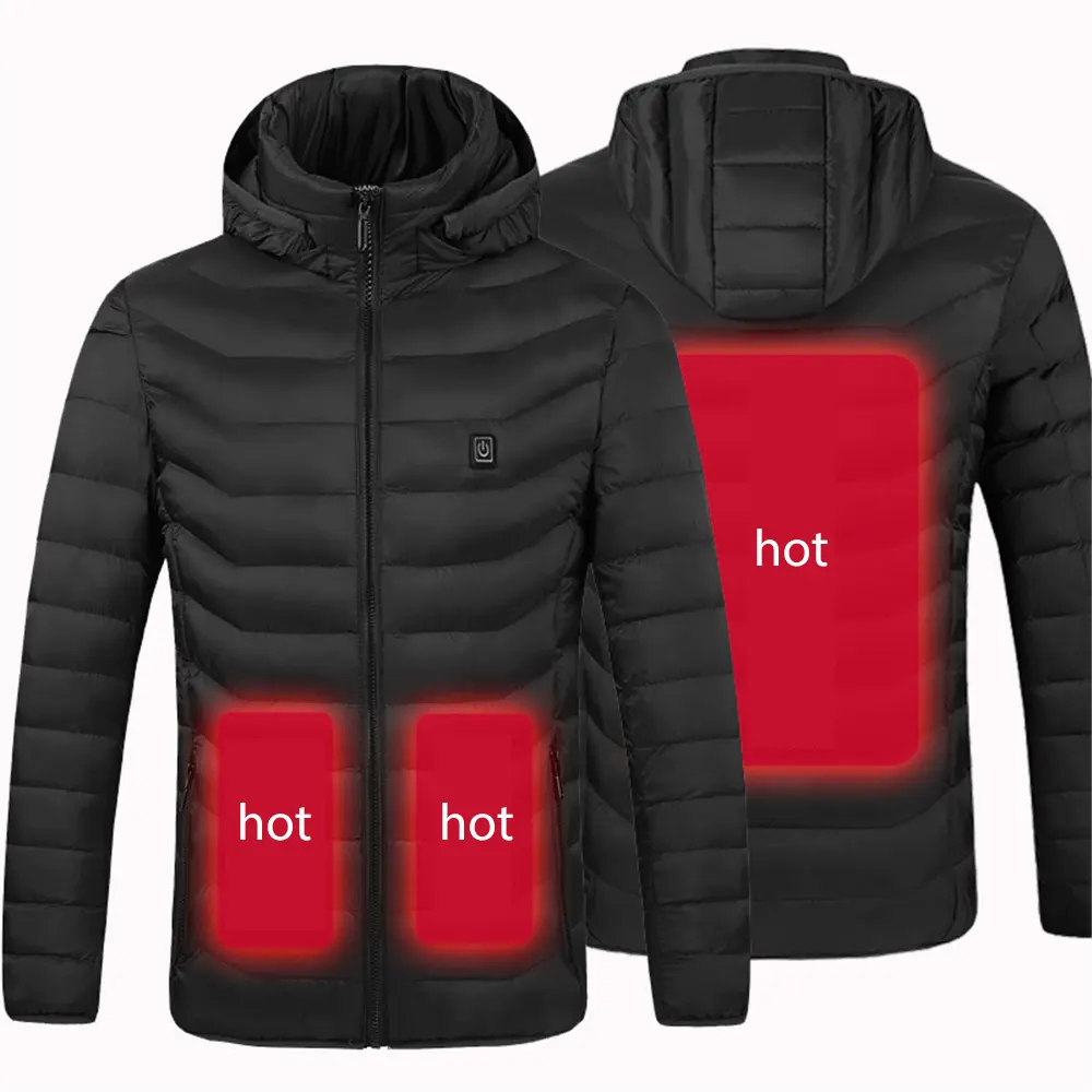 Giacche di buona qualità dirette in fabbrica giacca riscaldata per cappotto da uomo con cappuccio giacca di riscaldamento con ricarica USB cappotto in cotone con caricatore