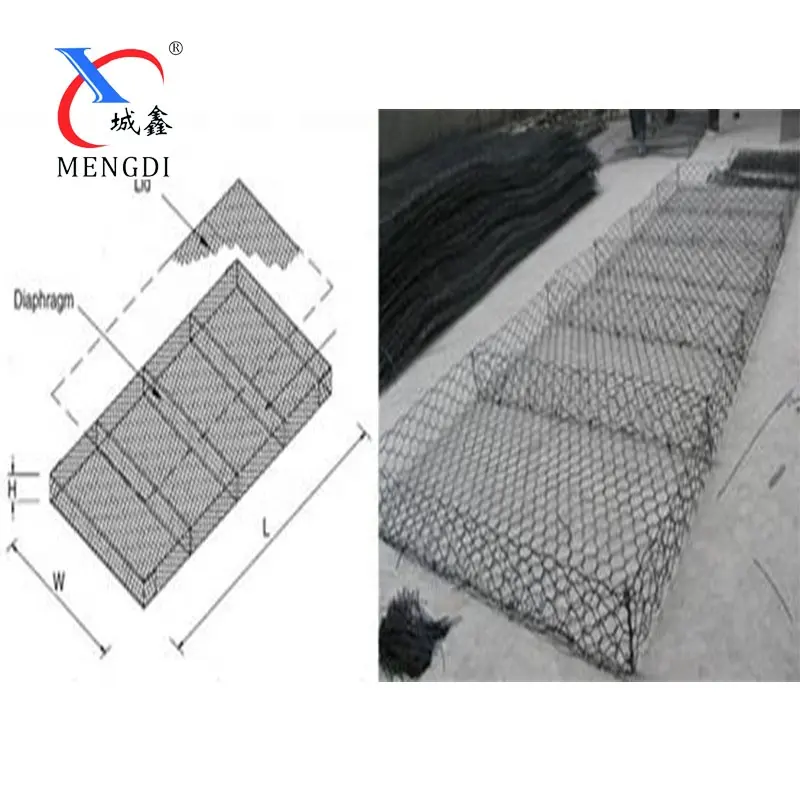 Rete metallica esagonale galvanizzata di alta qualità del gabbione 60*80mm e materasso del gabbione di 2x1x0.5m per protezione dall'erosione