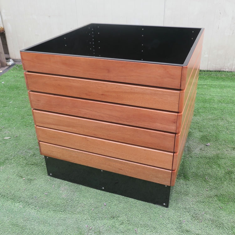 Garden decorative Stainless steel Big Plant Pot Camphor wood flower box Manufacture