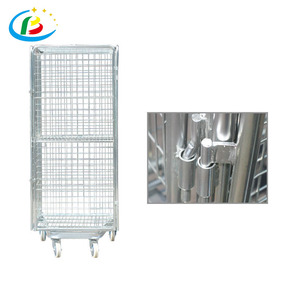 <strong>Logistic</strong> Cheap Warehouse Roll <strong>Container</strong> Trolley <strong>Nesting</strong> Zinc Storage Foldable Stacking Welded Transport Roll Cage - Product Image 4