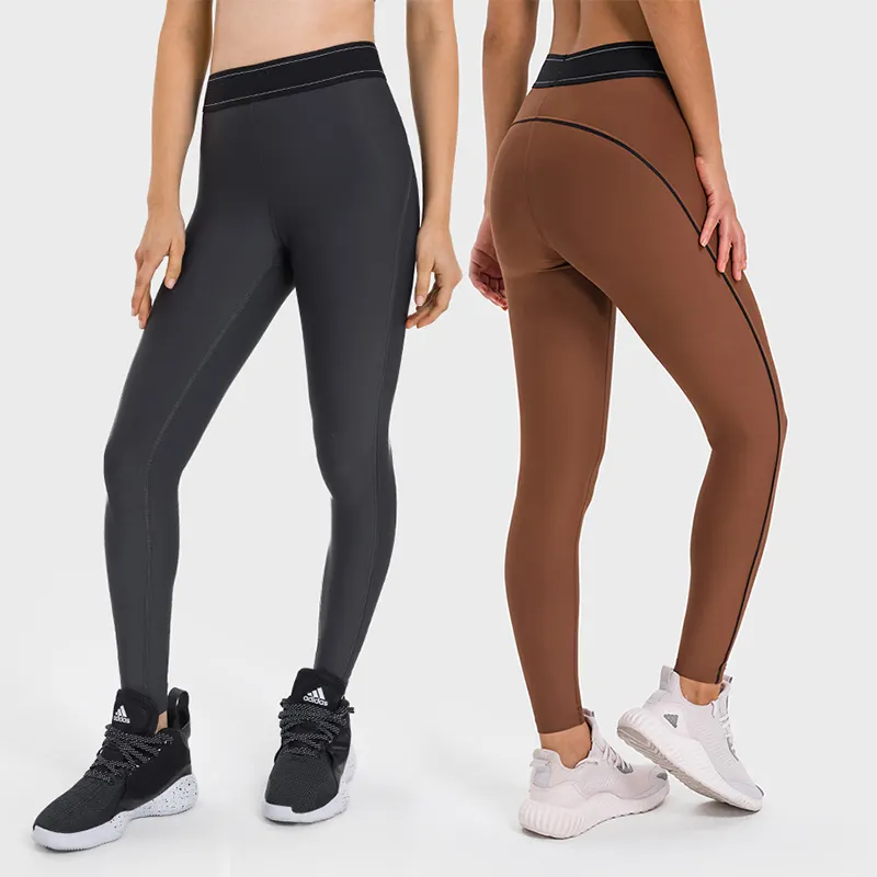 Mallas deportivas de cintura alta con bloqueo de Color para mujer, pantalones de gimnasio para entrenamiento al aire libre, ropa de Fitness, venta al por mayor