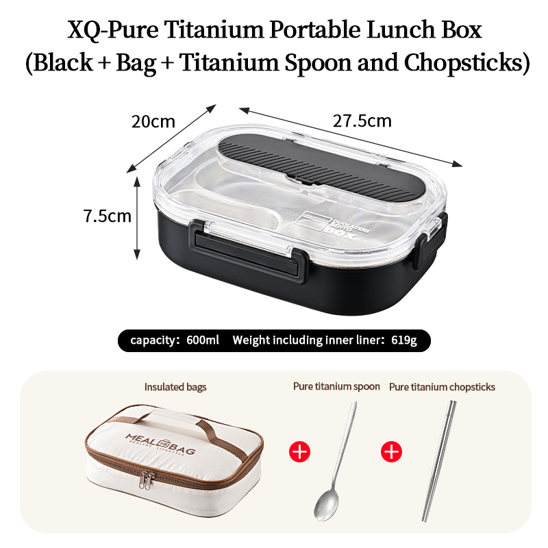 1. XQ Black Titanium Lunch Box (Bag+Cutlery)