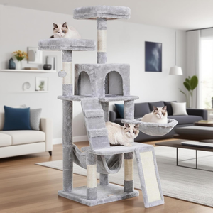 Acogedor interior <span class=keywords><strong>Cat</strong></span> <span class=keywords><strong>Tree</strong></span> Tower Multi-Level <span class=keywords><strong>Cat</strong></span> Furniture Condo con percha de felpa acolchada y rascador - Product Image 3