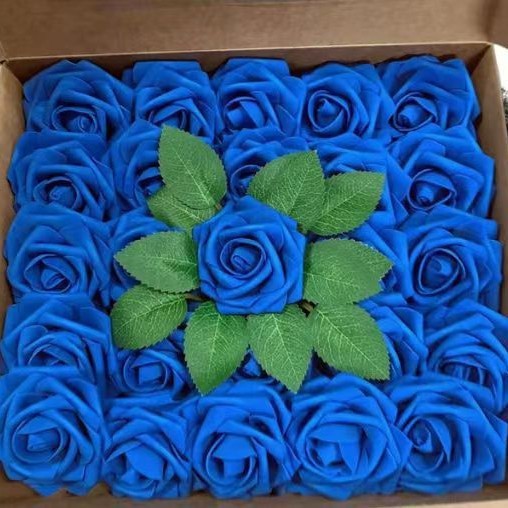 สีน้ำเงินเข้ม - กุหลาบ 25 ดอก (กล่องของขวัญ)