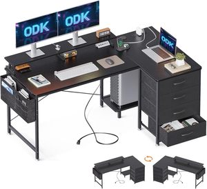 Moderna scrivania multifunzione per computer con porta di ricarica usb e presa di corrente da ufficio a casa con supporto per computer di grandi dimensioni - Product Image 1