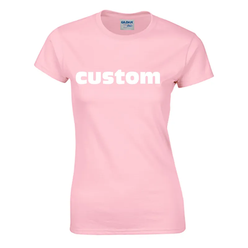 Camiseta blanca con estampado de logotipo para mujer, ropa con diseño gráfico personalizado, 100% algodón, venta al por mayor