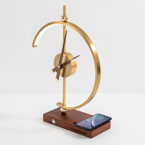 2022 New Arrival Golden <strong>Time</strong> Wireless Charging LED Table <strong>Lamp</strong> with Battery-driven Clock Wireless Charger and USB Port for Phones - Product Image 5