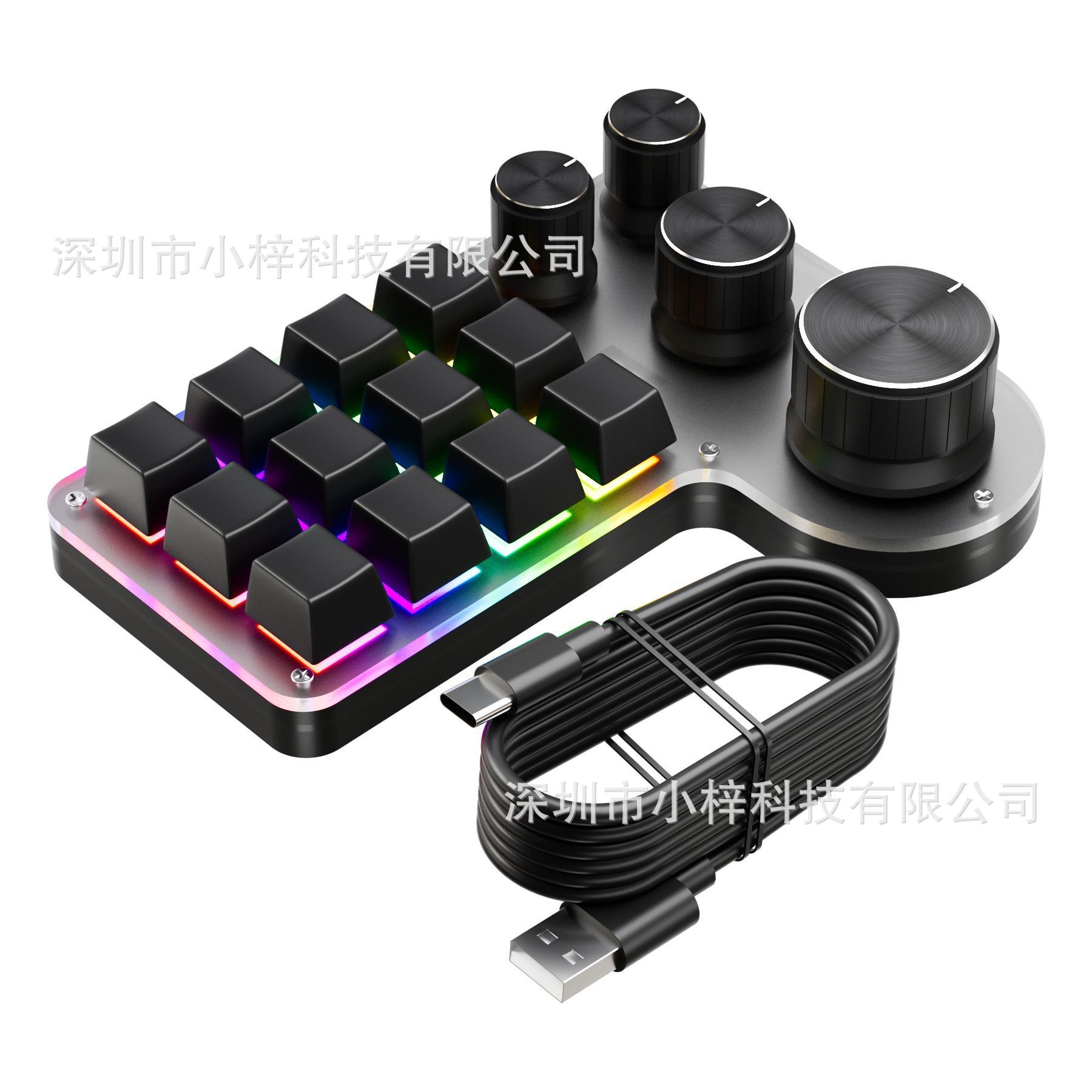 black 12 keys 4 knobs with USB