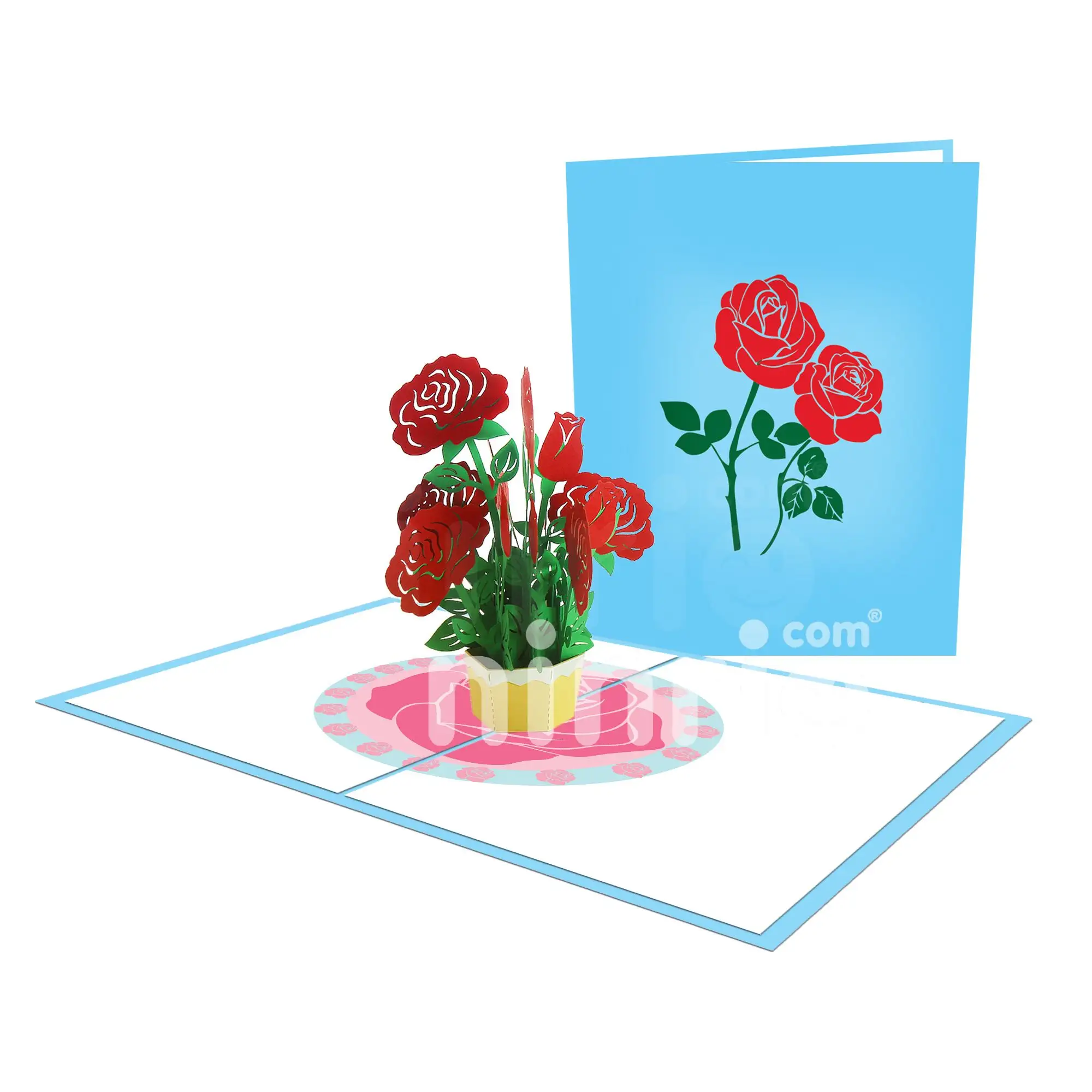 กุหลาบดอกไม้-3D ป๊อปอัพการ์ดวาเลนไทน์การ์ดอวยพรการ์ดครบรอบ