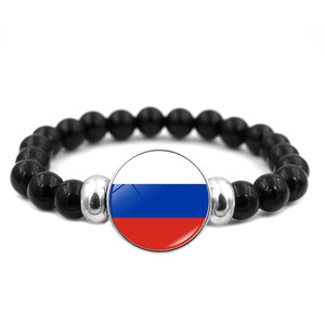 Pulsera de cuentas de cristal con logotipo personalizado, banda elástica de hilo negro, Bandera de Palestina, con diferentes países - Product Image 5
