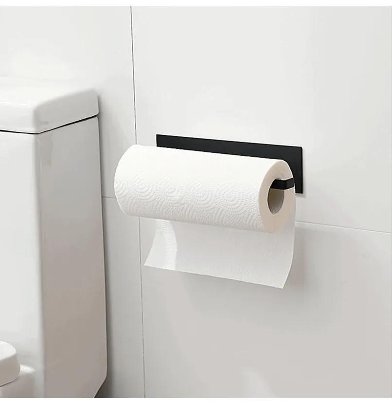 Distributeur de rouleaux de papier toilette, avec film plastique, sans perçage, cuisine, chiffon, support de rouleau de papier aluminium, pour la salle de bain