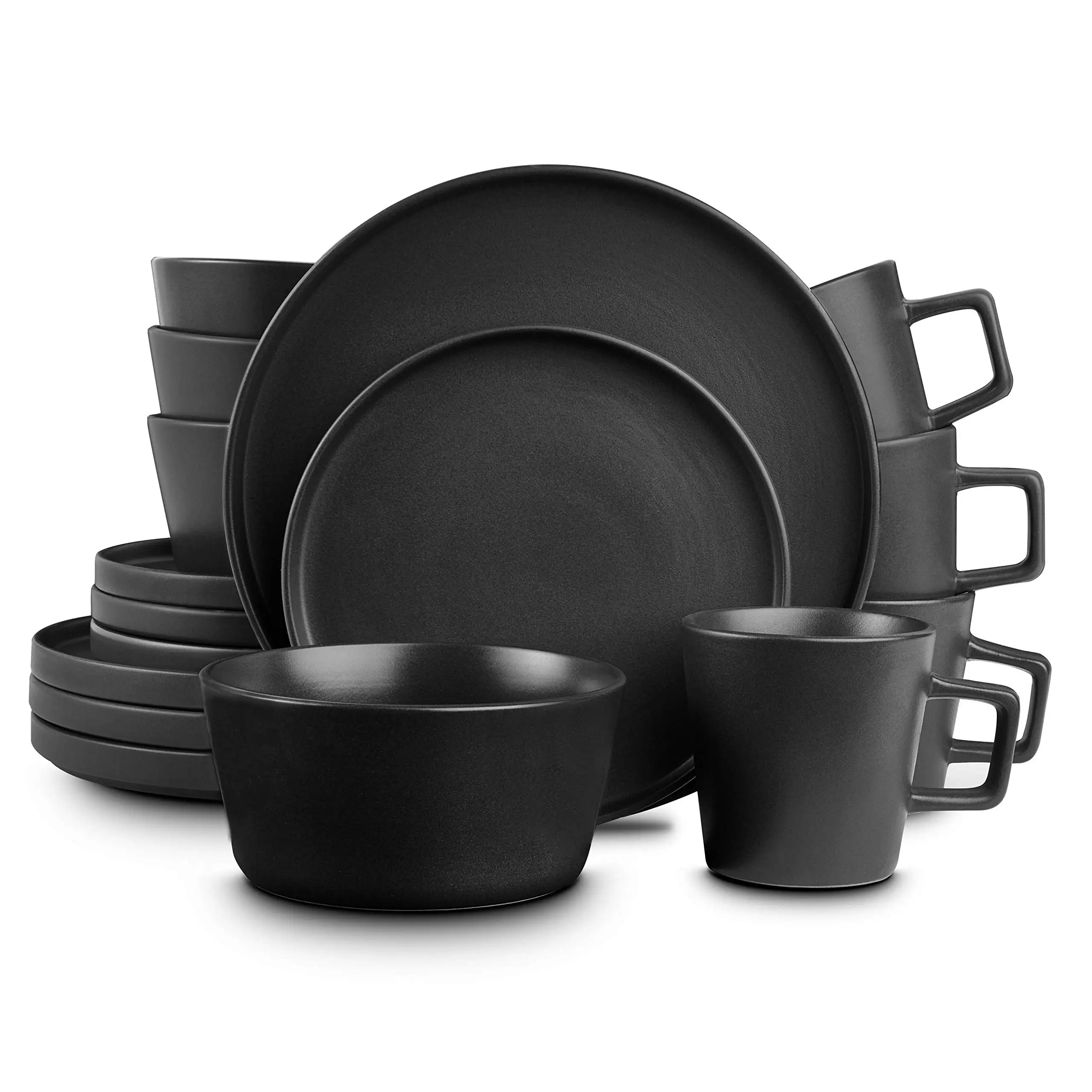 EKA, оптовая продажа, европейская Изысканная керамическая посуда, 16 шт., столовая посуда, керамический черный Обеденный набор, наборы посуды, столовые наборы