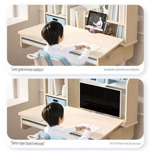 Wholesale Ergonomic Children Learning Desk With Bookshelf Home Furniture Height Adjustable <strong>Table</strong> and Chair Set for <strong>Kids</strong> Study - Product Image 6