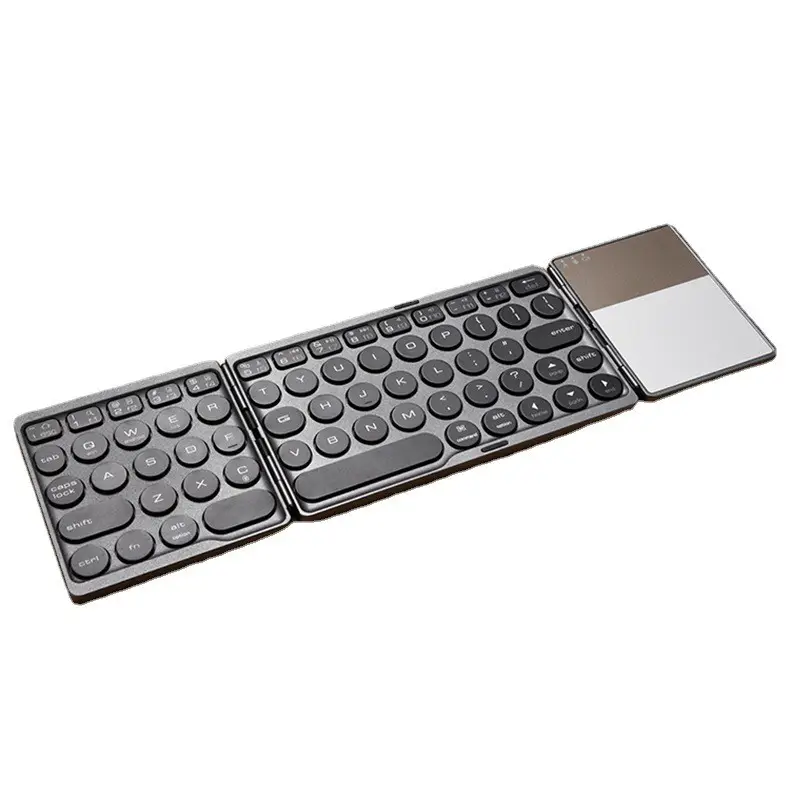 Keyboard lipat BT nirkabel, bahasa Inggris dan Korea Ultra-ramping nirkabel BT lipat Mini Kombo Keyboard Mouse untuk Laptop ponsel antarmuka USB